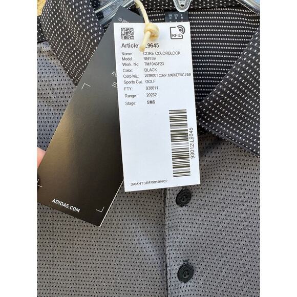 Adidas Color Block Golf Polo Black Gray Medium NWT - Picture 4 of 6